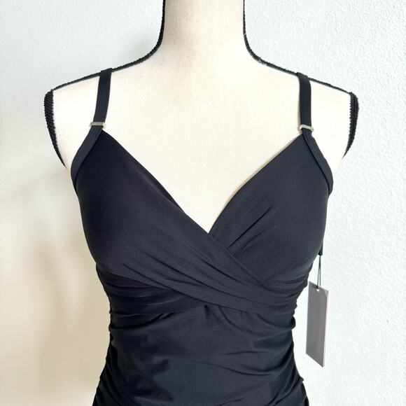 Calvin Klein Black Ruched Tummy Control Tankini Top Women's XS NWT - Picture 3 of 8